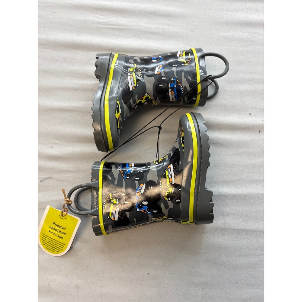 Western Chief Toddler Monster Crusher Rain Boots Charcoal Camo Truck 5/6 NEW